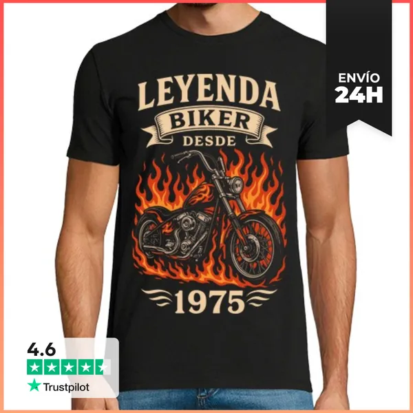 Camiseta Hombre Clásica Leyenda Biker Desde 1975 Moteros