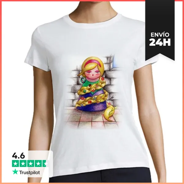 Camiseta Mujer Clásica Camiseta Kokeshi Rapunzel LaTostadora