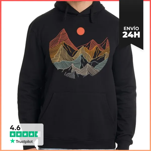 Sudadera Unisex Con Capucha MONTAÑAS RETRO PUESTA DE SOL