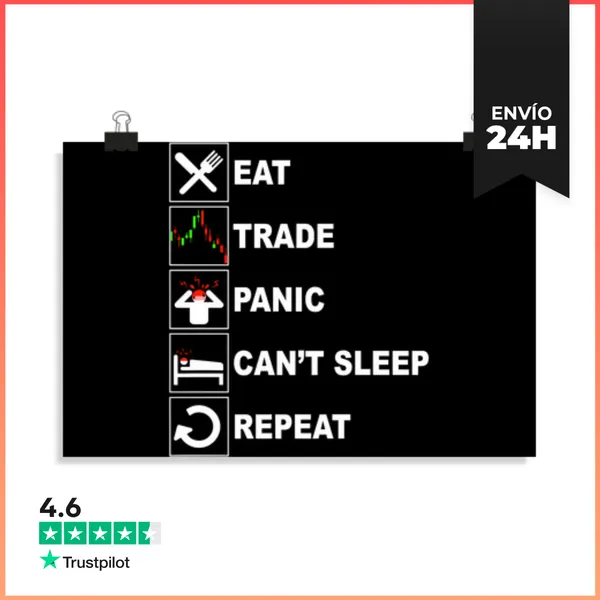 Póster Horizontal Comer Dormir Comerciar Repetir Mercado De