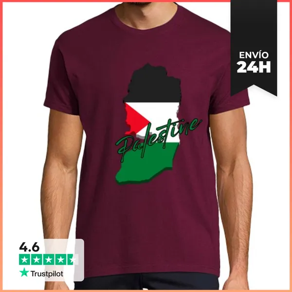 Camiseta Hombre Clásica Bandera Palestina, Amo Palesina