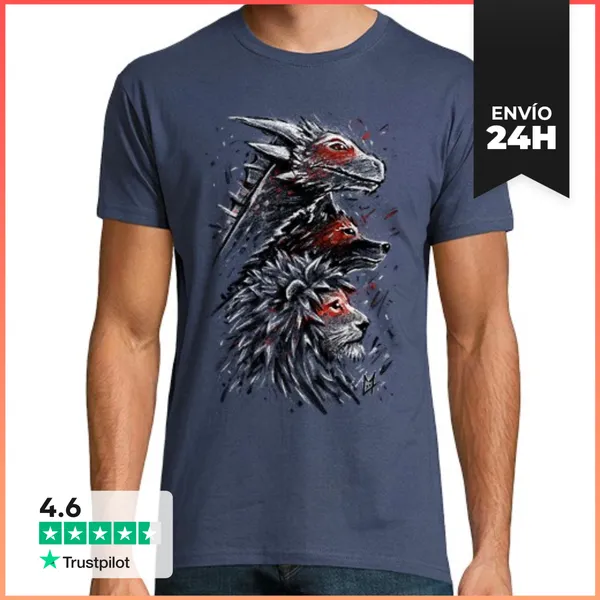 Camiseta Hombre Clásica Dragón León Lobo LaTostadora