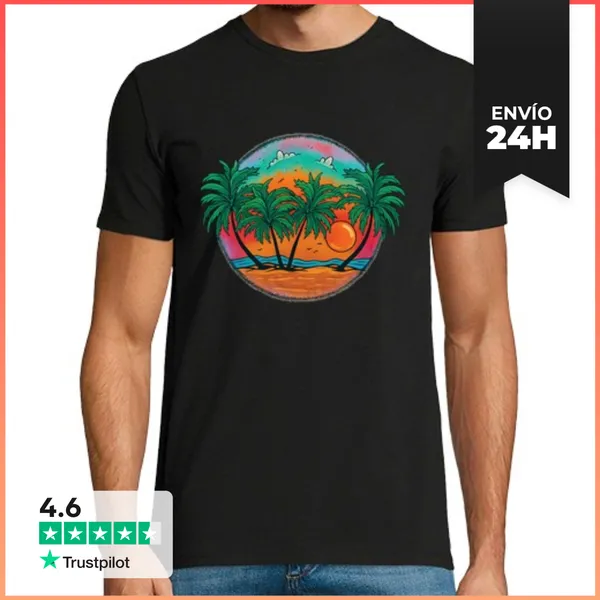 Camiseta Hombre Clásica Palm Beach Sunset LaTostadora