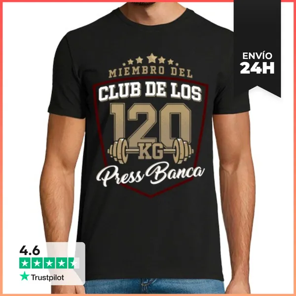 Camiseta Hombre Clásica Miembro Del Club 120 Kg Press Banca Gym