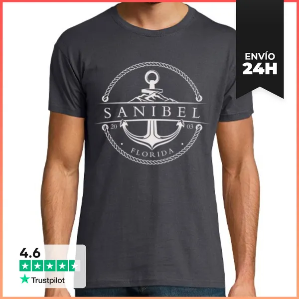 Camiseta Hombre Clásica Ancla Nautica Sanibel Florida 2003