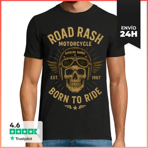 Camiseta Hombre Clásica Motero Chopper Motos Custom Rock