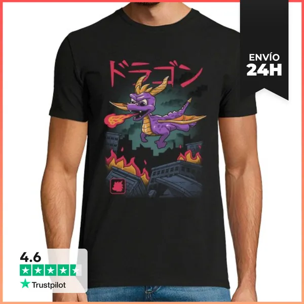 Camiseta Hombre Clásica Dragon Kaiju Camisa Para Hombre