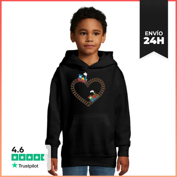 Sudadera Para Niños Con Capucha Trenes De San Valentín Corazón