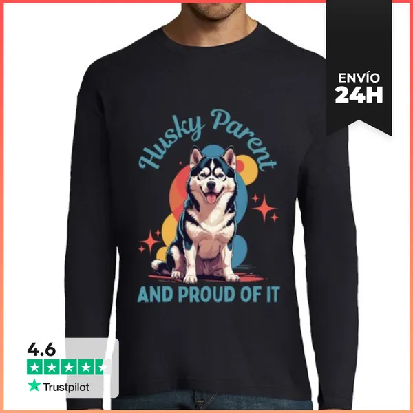 Camiseta Hombre Manga Larga Orgulloso Dueño De Un Husky