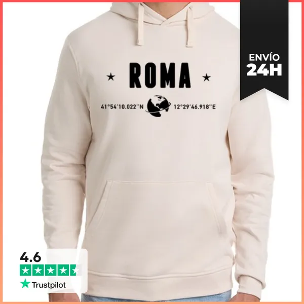 Sudadera Unisex Con Capucha Ciudad Roma Coordenadas Geográficas