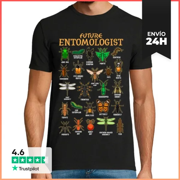 Camiseta Hombre Clásica Futuro Entómologo Insectos Entomología