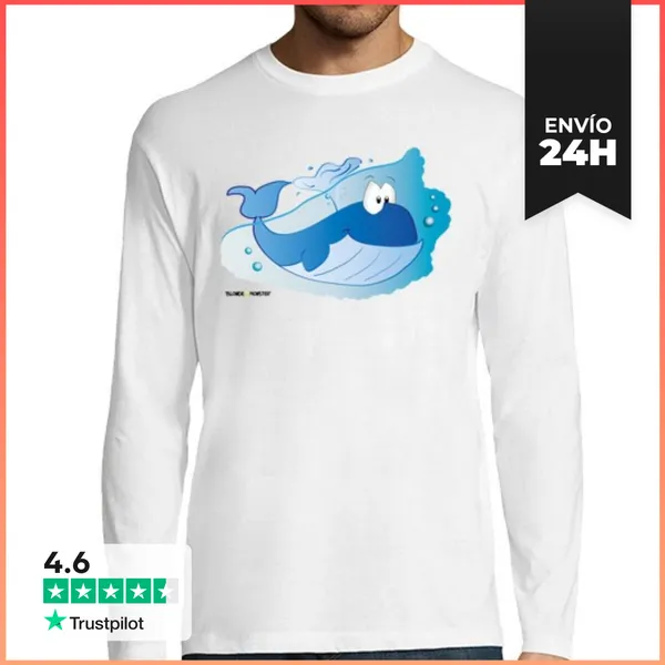Camiseta Hombre Manga Larga Ballena Manga Larga Hombre
