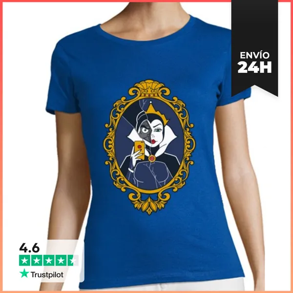 Camiseta Mujer Clásica Mujer, Manga Corta, Azul Royal, Calidad