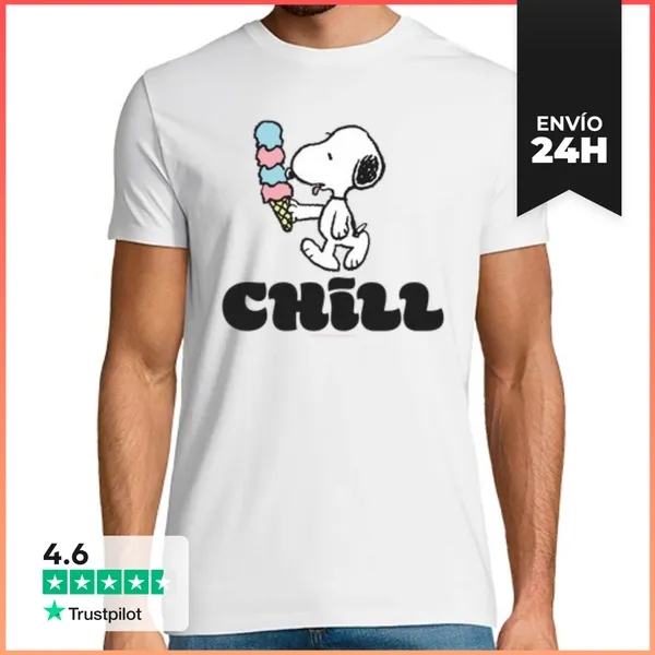 Camiseta Hombre Clásica Snoopy Tomando Helado LaTostadora