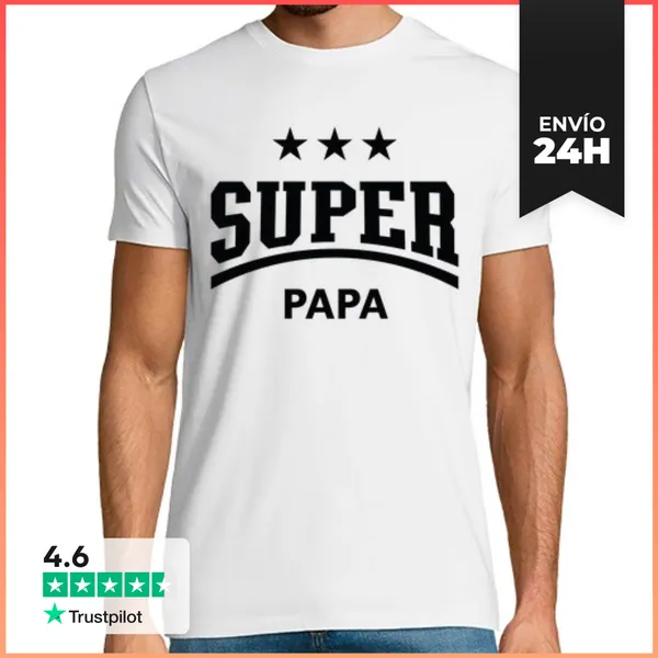 Camiseta Hombre Clásica Súper Papá - Papá - Papá - Negro