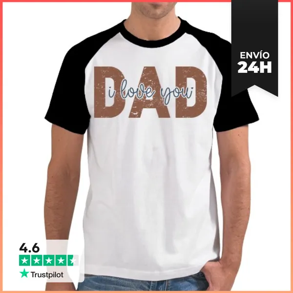 Camiseta Hombre, Estilo Béisbol DAD I LOVE YOU LaTostadora