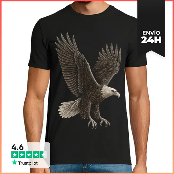 Camiseta Hombre Clásica Aguila Real Aves Rapaces Naturaleza
