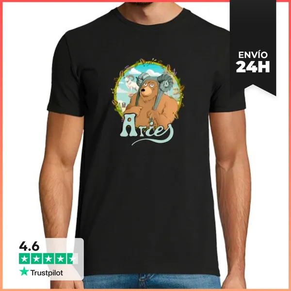 Camiseta Hombre Clásica Oso Horóscopo Aries LaTostadora