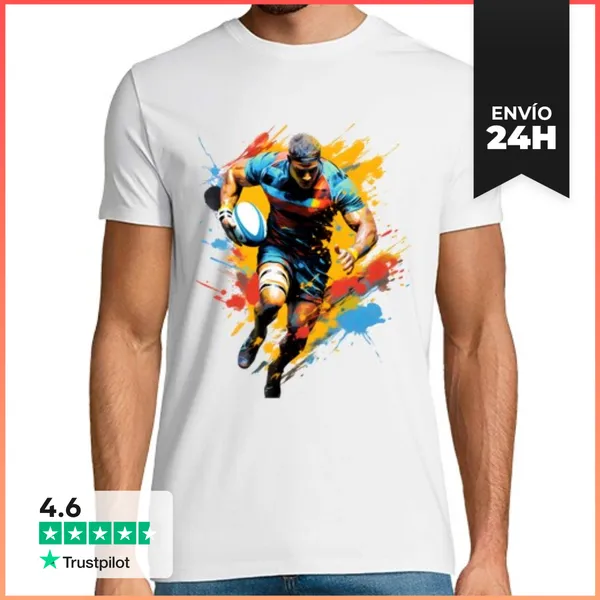 Camiseta Hombre Clásica Camiseta, Jugador En Acción, Rugby,