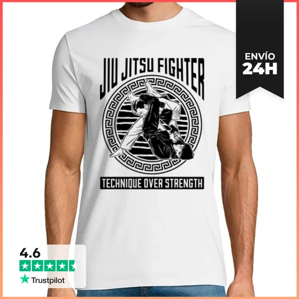 Camiseta Hombre Clásica Técnica De Luchador De Jiu Jitsu Sobre