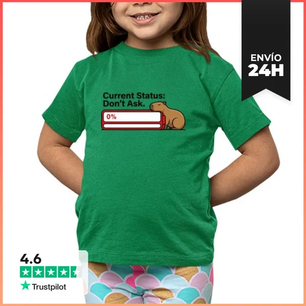 Camiseta Clásica Para Niños Capibara Batería Vacía LaTostadora