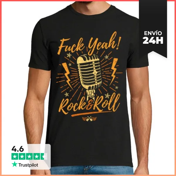 Camiseta Hombre Clásica Fuck Yeah! Rock&Roll LaTostadora