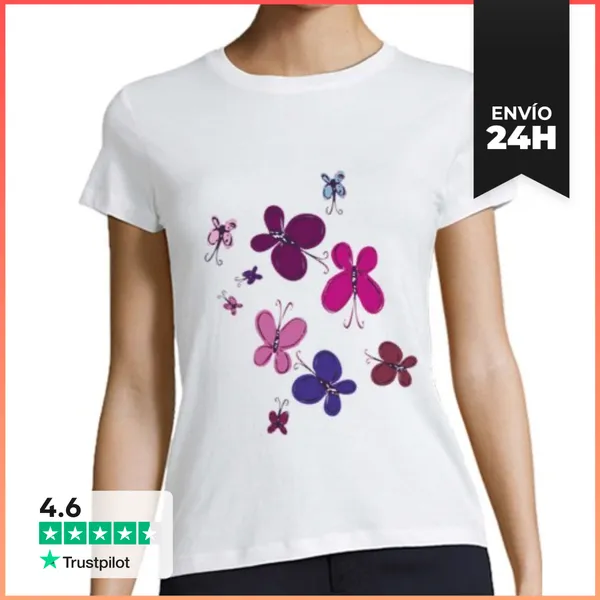 Camiseta Mujer Clásica Camiseta Mujer Mariposas LaTostadora