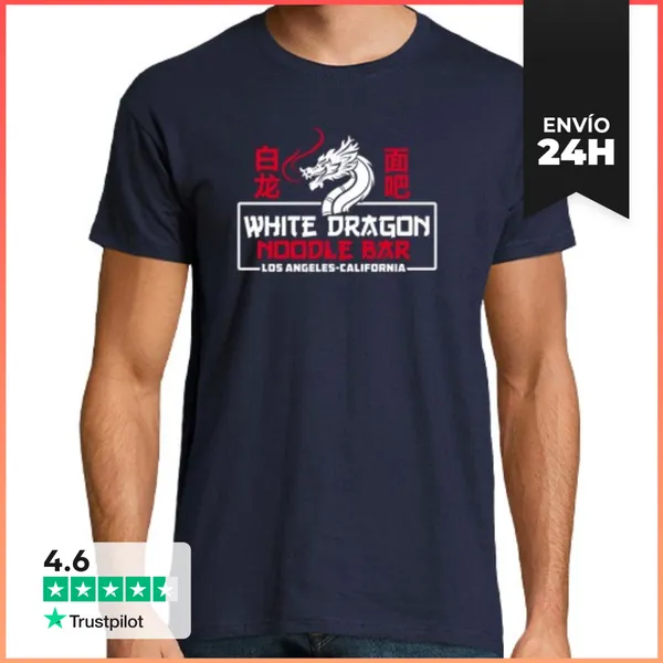 Camiseta Hombre Clásica Bar De Fideos Dragón Blanco LaTostadora