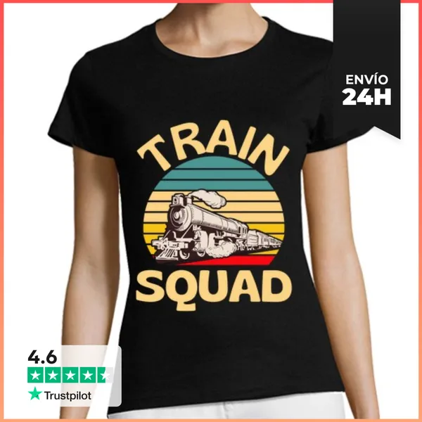 Camiseta Mujer Clásica Tren Escuadrón Ferrocarril Tren Locomot