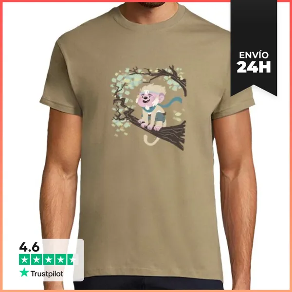Camiseta Hombre Clásica Mono Blanco LaTostadora