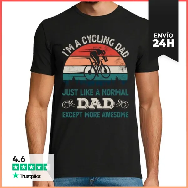 Camiseta Hombre Clásica Ciclismo Papá Ciclista Regalo Del Día D