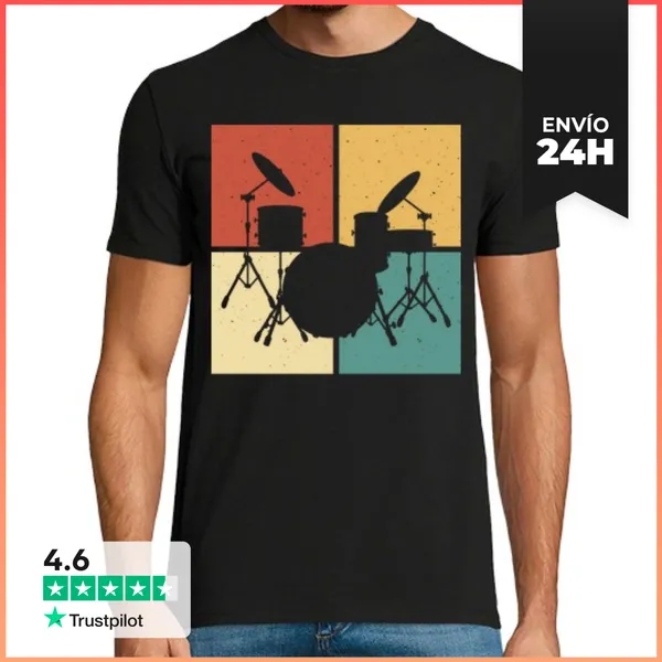 Camiseta Hombre Clásica Tambores Retro LaTostadora
