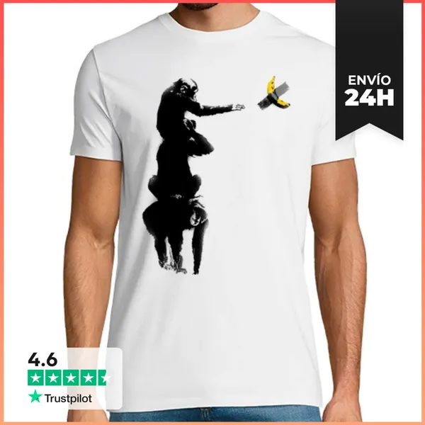Camiseta Hombre Clásica Chimpancé Y Plátano Grabado LaTostadora