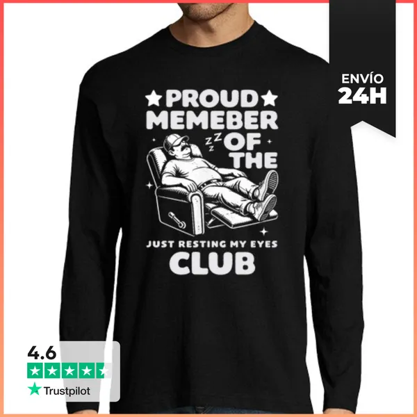 Camiseta Hombre Manga Larga Solo Descansa Mis Ojos Humor