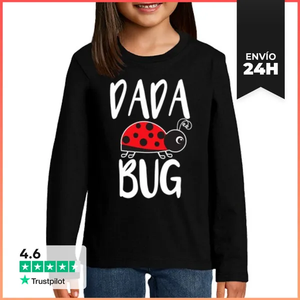 Camiseta Manga Larga Para Niños Mensaje Dado Bicho Divertido