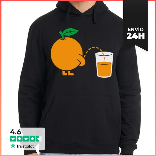 Sudadera Unisex Con Capucha NARANJA MEANDO ZUMO EN UN VASO