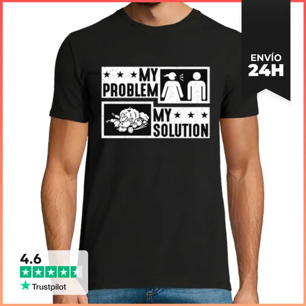 Camiseta Hombre Clásica Vegetariano Mi Problema Mi Solución