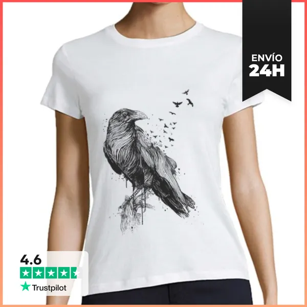 Camiseta Mujer Clásica Nacido Para Ser Libre (bw) LaTostadora