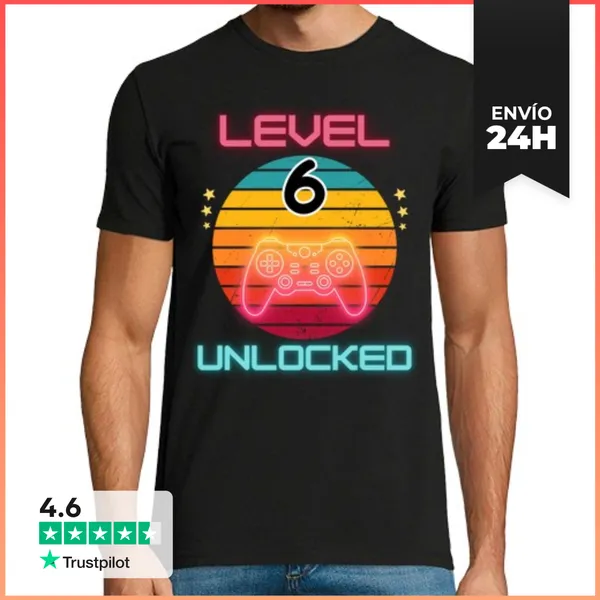 Camiseta Hombre Clásica Camiseta Level 6 Unlocked - Regalo 6º