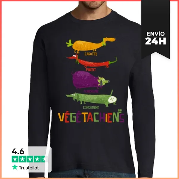 Camiseta Hombre Manga Larga Vegetarianos LaTostadora