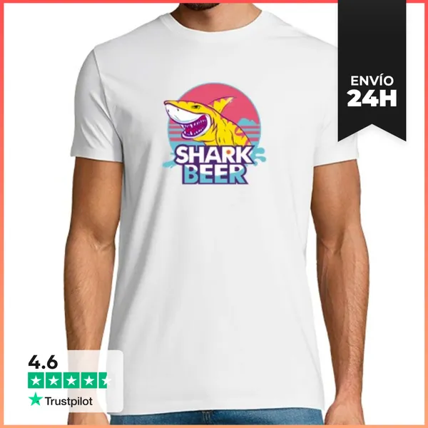 Camiseta Hombre Clásica Shark Beer Color LaTostadora