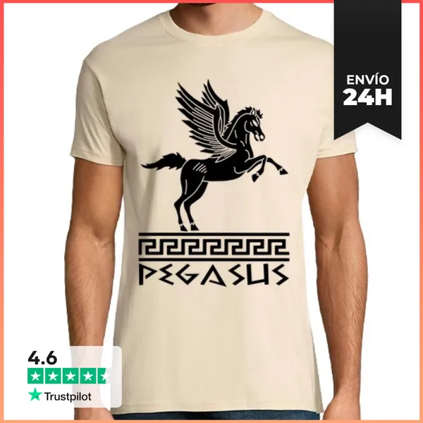 Camiseta Hombre Clásica Caballo Pegaso Negro LaTostadora