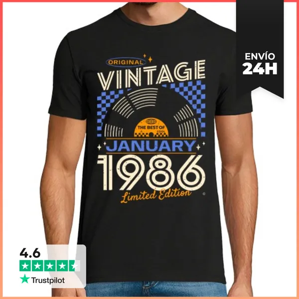 Camiseta Hombre Clásica Vintage January 1986 LaTostadora