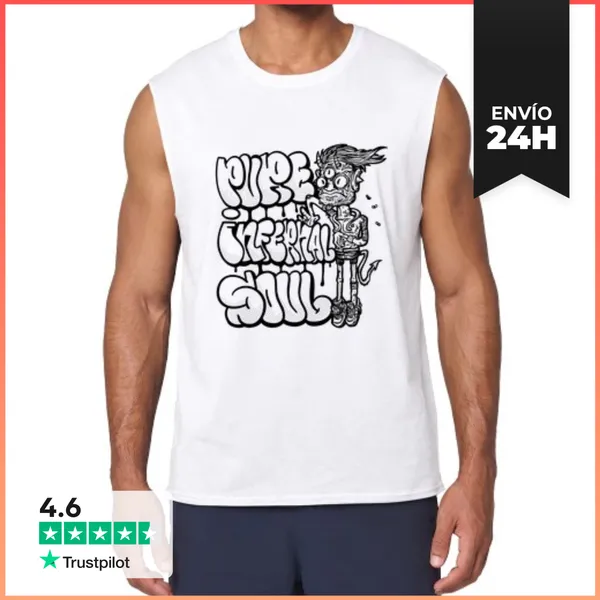 Camiseta Sin Mangas Pure Infernal Soul Blanco Y Negro LaTostadora