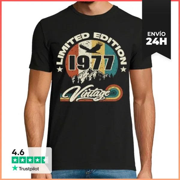 Camiseta Hombre Clásica Vintage 1977 - Aniversario 1977