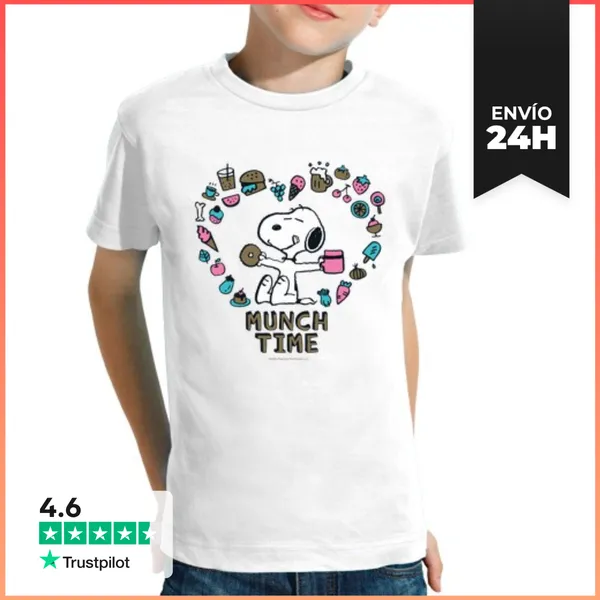 Camiseta Clásica Para Niños Snoopy Munch Time LaTostadora
