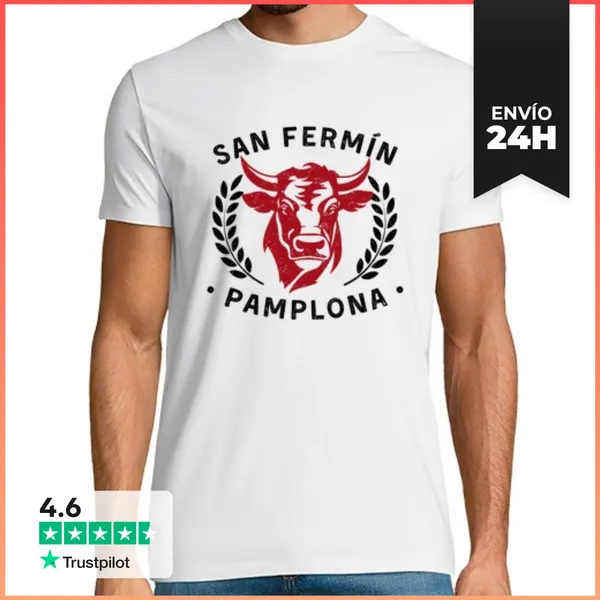 Camiseta Hombre Clásica Fiestas De San Fermín Pamplona Navarra