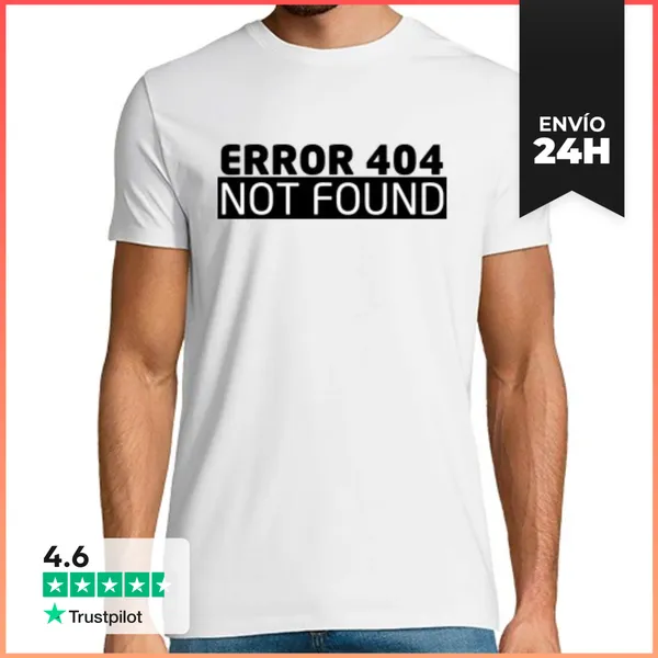 Camiseta Hombre Clásica Error 404 Geek LaTostadora