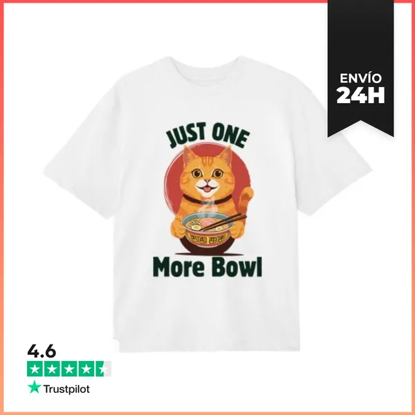 Camiseta Oversize Gato Solo Un Tazón Más LaTostadora