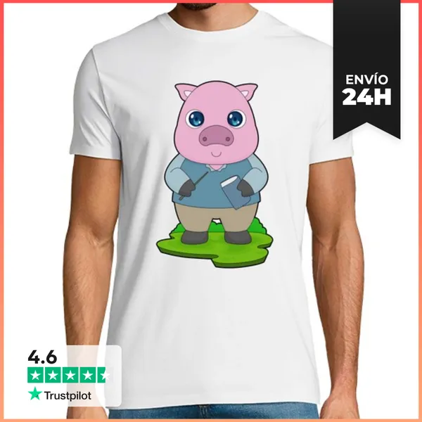 Camiseta Hombre Clásica Libro Del Maestro Cerdo LaTostadora